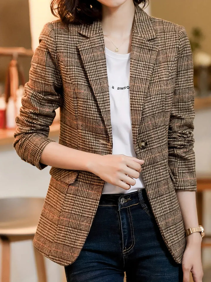 Sylis | Checkered blazer with lapels and one button