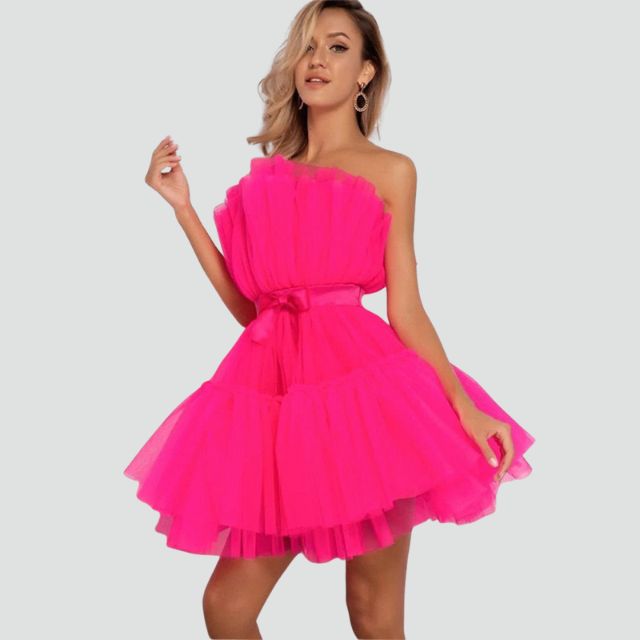 Sylis | Strapless tulle dress with multi-layered skirt