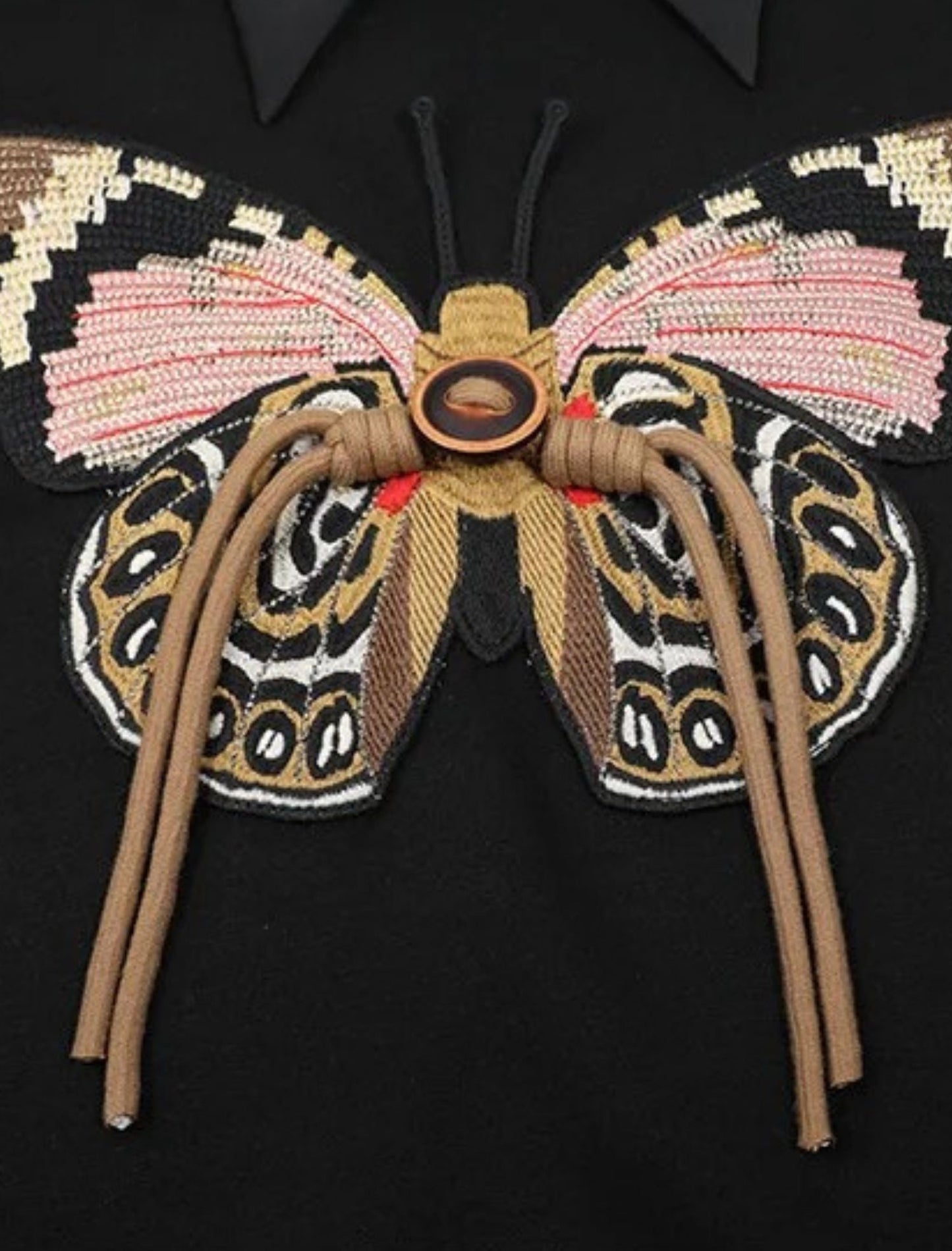Close up of a butterfly embroidery