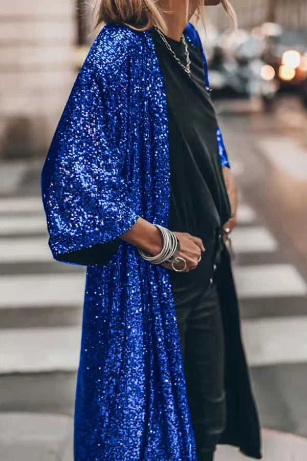 Sylis shiny windbreaker knit with sequins - Suzie