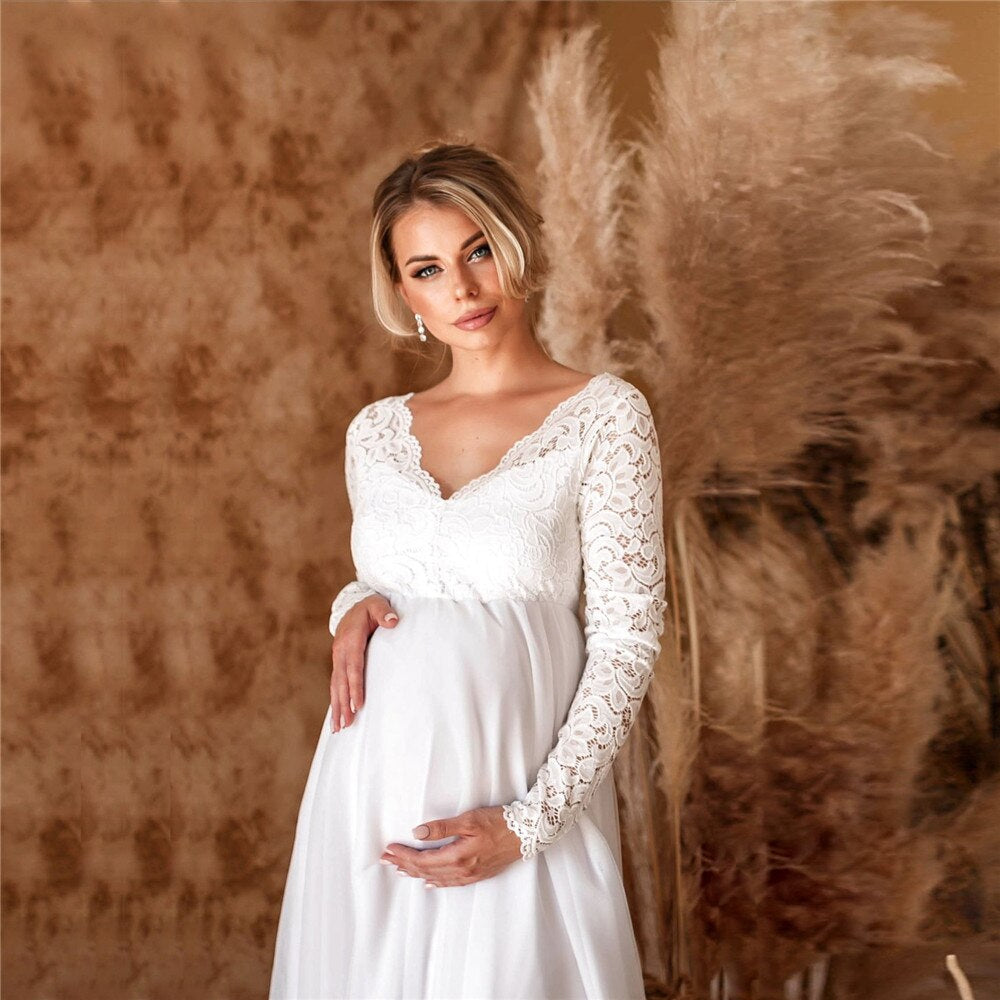 Sylis maxiball lace dress for pregnant women
