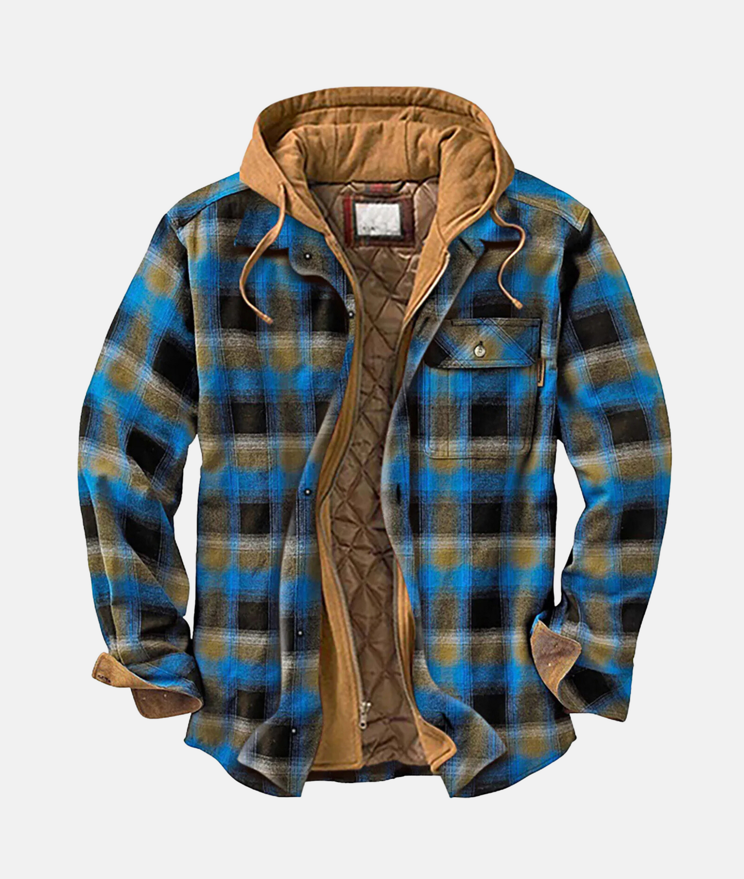 Sylis-Mode - Checked flannel shirt with hood for men