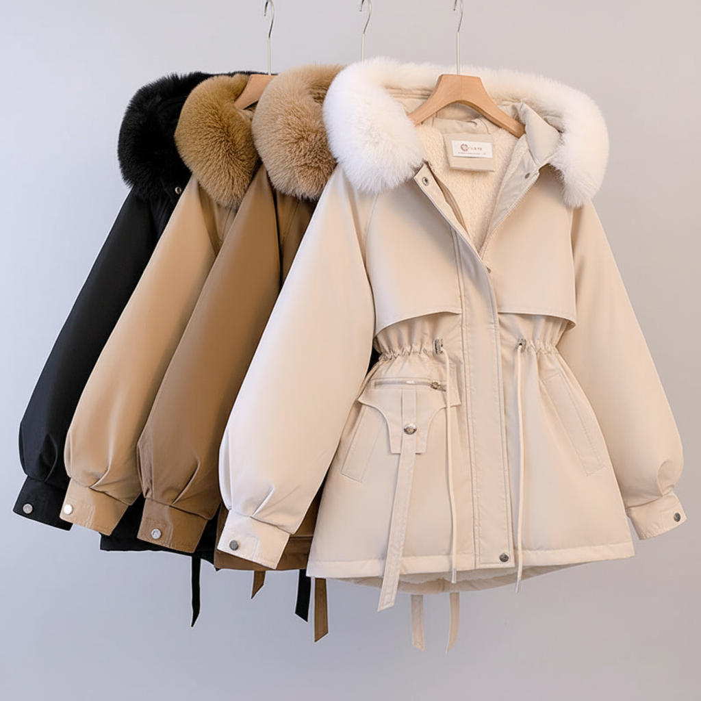 Sylis Parka with fur hood & Adjustable waist | Plus sizes