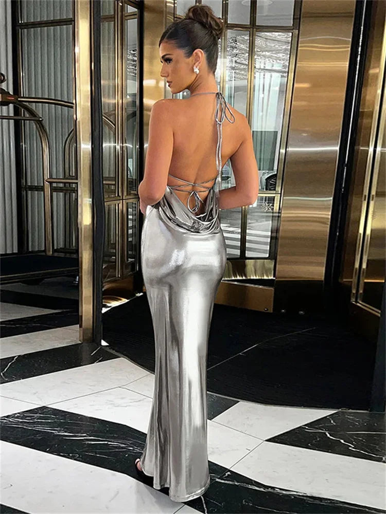 Sylis Maxi Halter Dress Festive