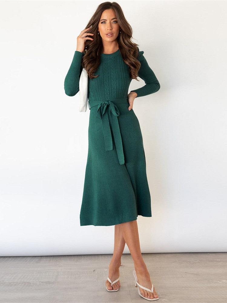 Sylis | Midi knit dress with round neck