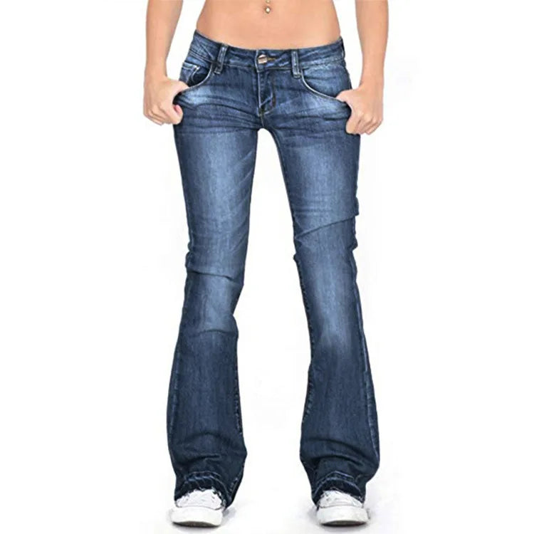 Sylis-Mode | Women's Low Rise Flared Jeans: Light vintage skinny bell bottom jeans