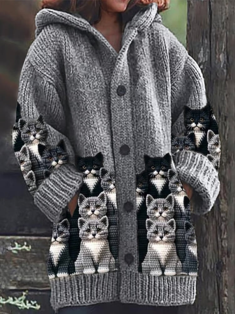 Sylis-Mode | Eccentric Cat Cardigan