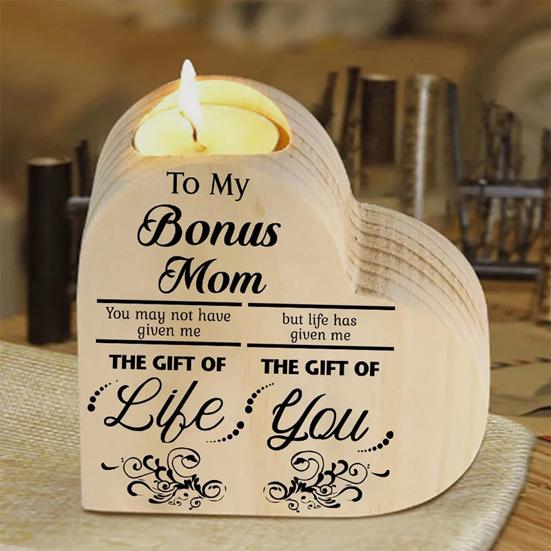 Wood heart candle holder