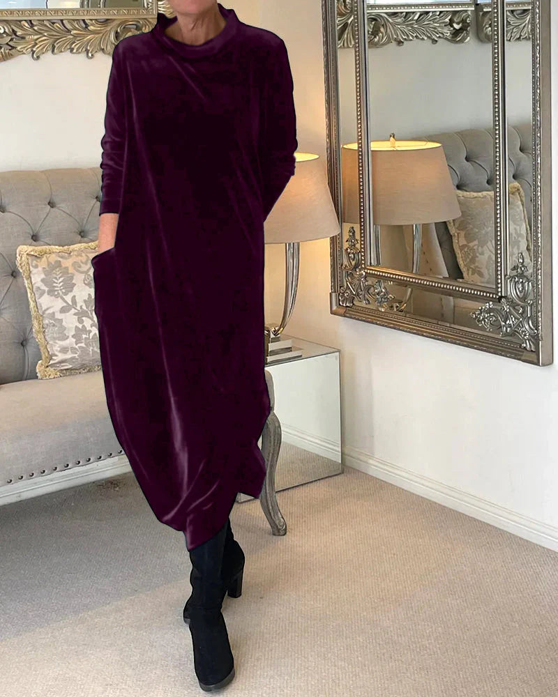 Sylis | | Stylish Velvet Dress With Pockets