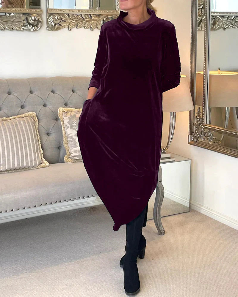 Sylis | | Stylish Velvet Dress With Pockets