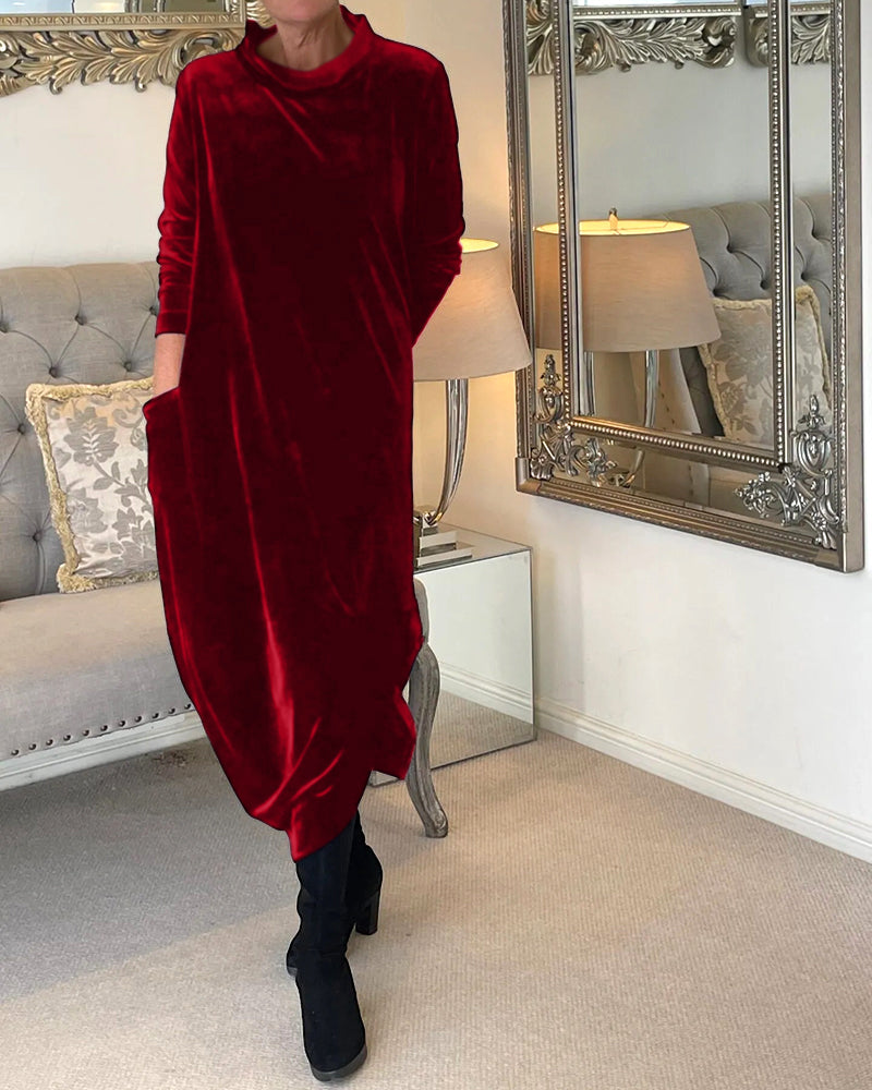Sylis | Comfortable velvet dress with pockets