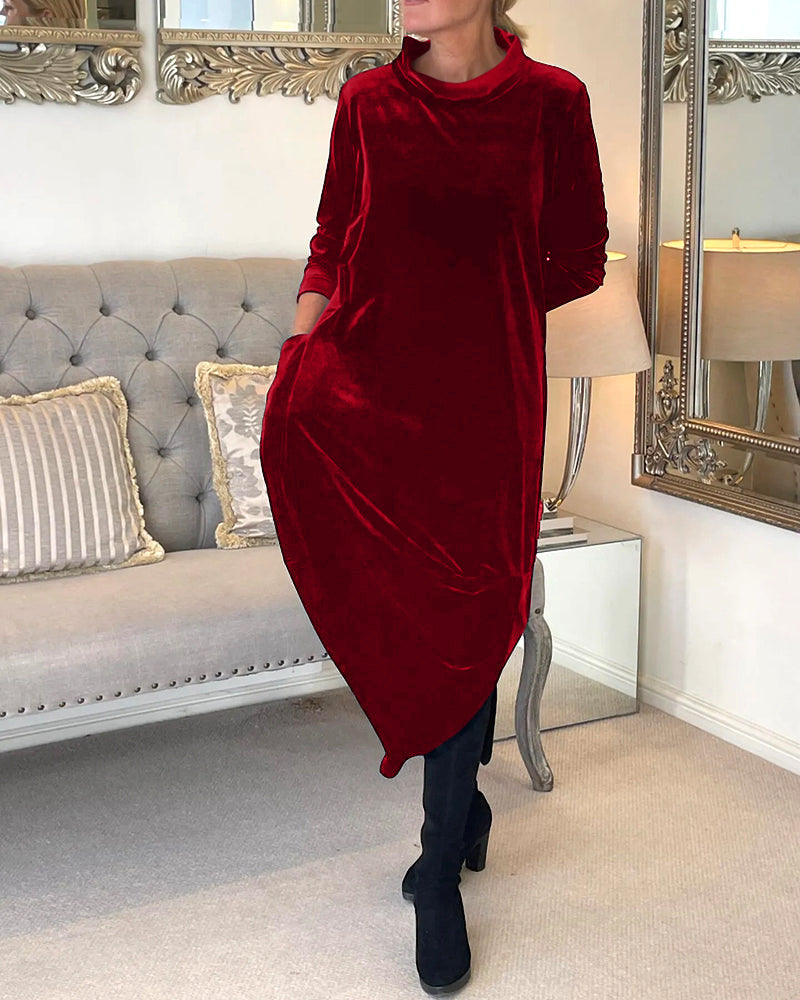 Sylis | Comfortable velvet dress with pockets