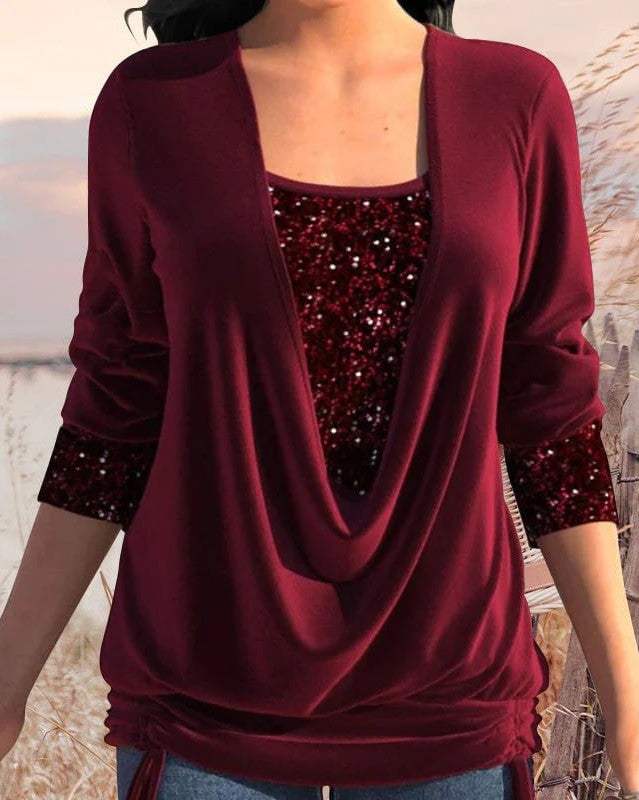 Sylis - Long-sleeved women's shirt with sequins