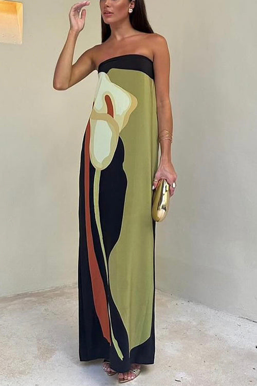 Sylis | Abstract Strapless Maxi Dress