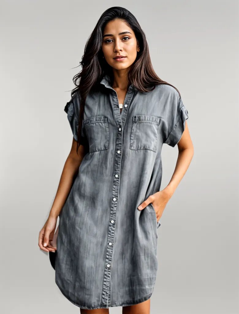 Sylis | Elegant denim dress with belly coverage