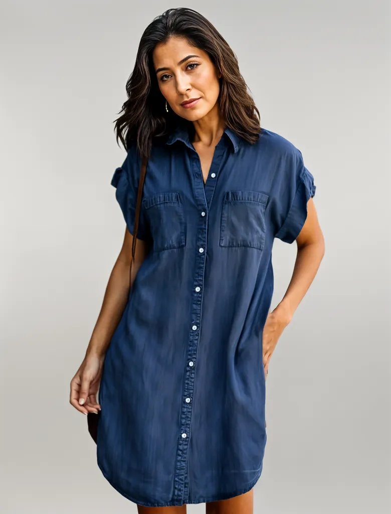 Sylis | Elegant denim dress with belly coverage