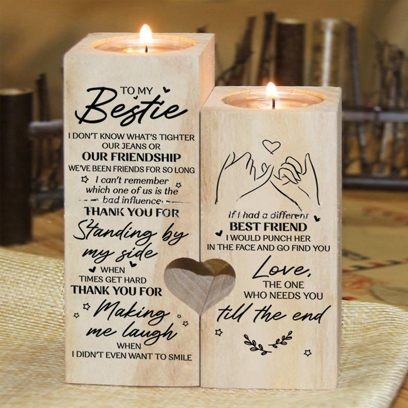 Smile A Lot More - Wooden Candle Holder with Candle Gift for Your Loved Ones