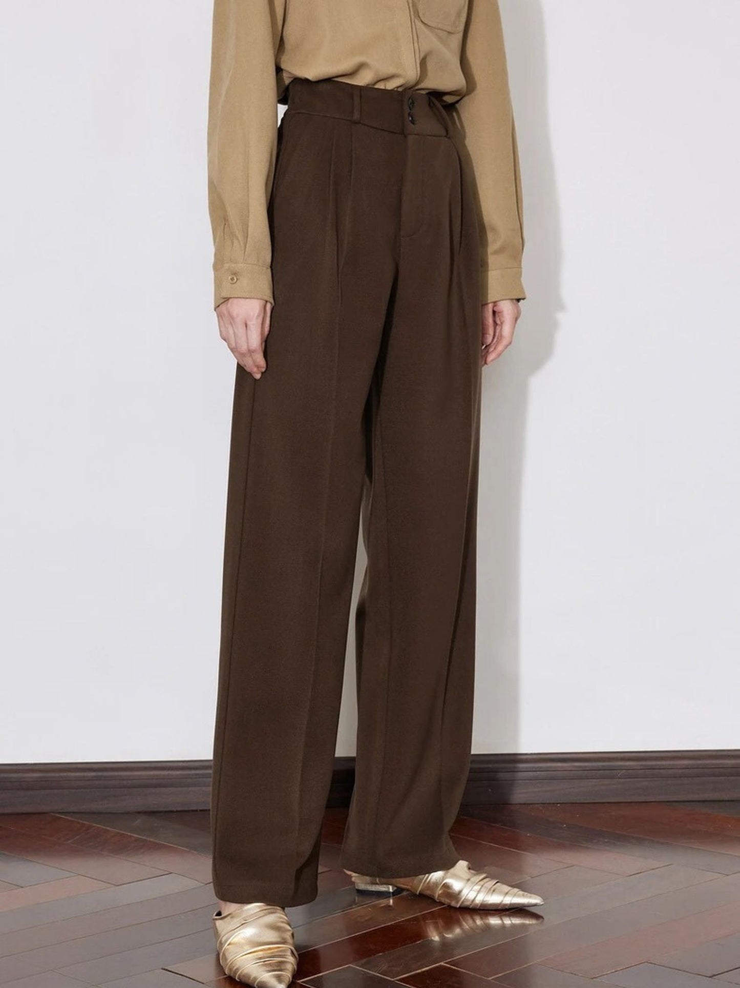 Mid-Rise Wool Pants