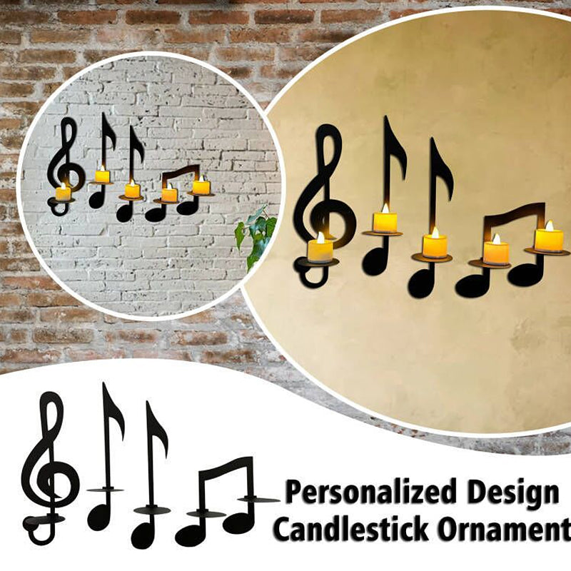 Candle holder with music notes