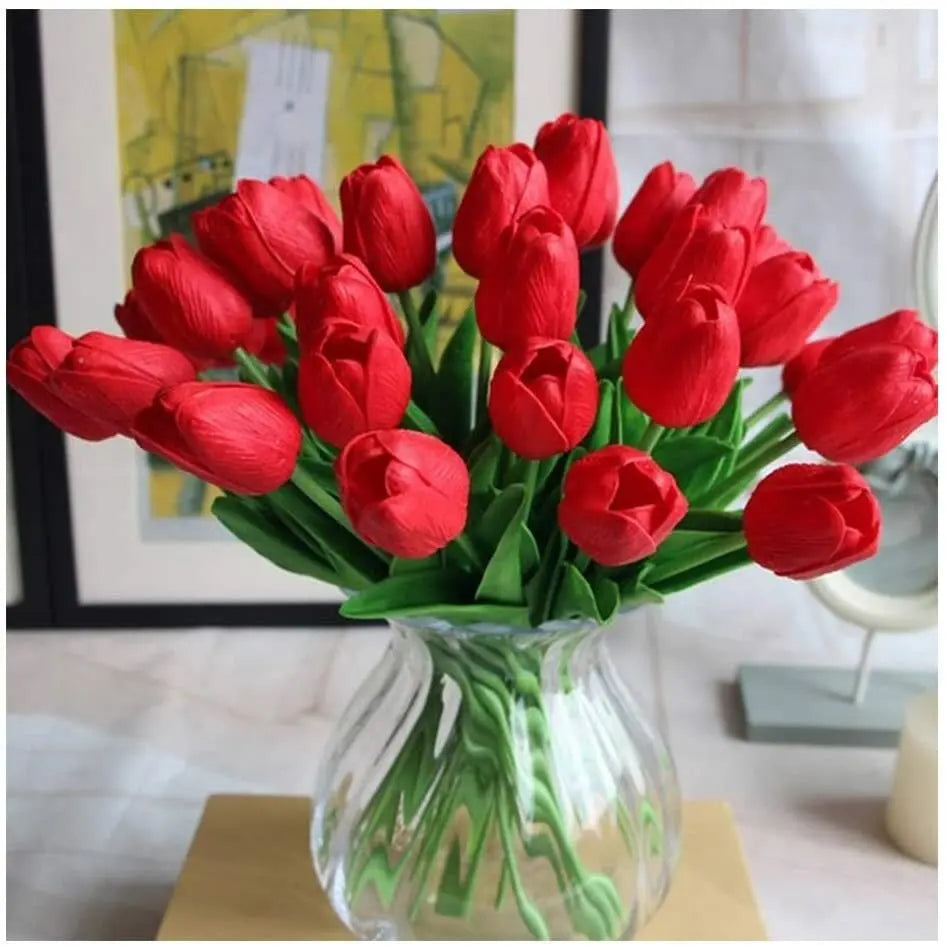 10-piece set artificial tulips made of latex – stylish and durable decorative flowers