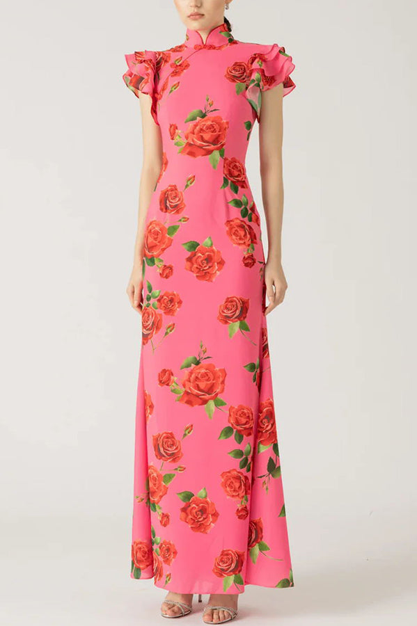 Sylis | Stylish Sleeves Less Maxi Floral Dress