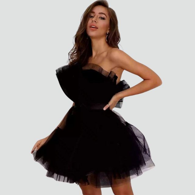 Sylis | Strapless tulle dress with layered skirt