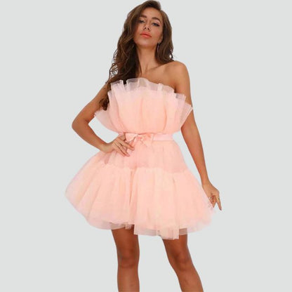 Sylis | Strapless tulle dress with layered skirt