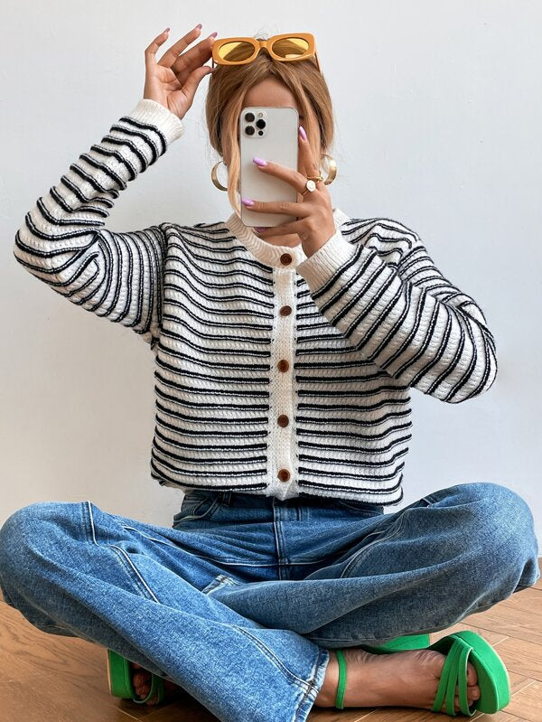 Sylis | Striped Cardigan with Buttons