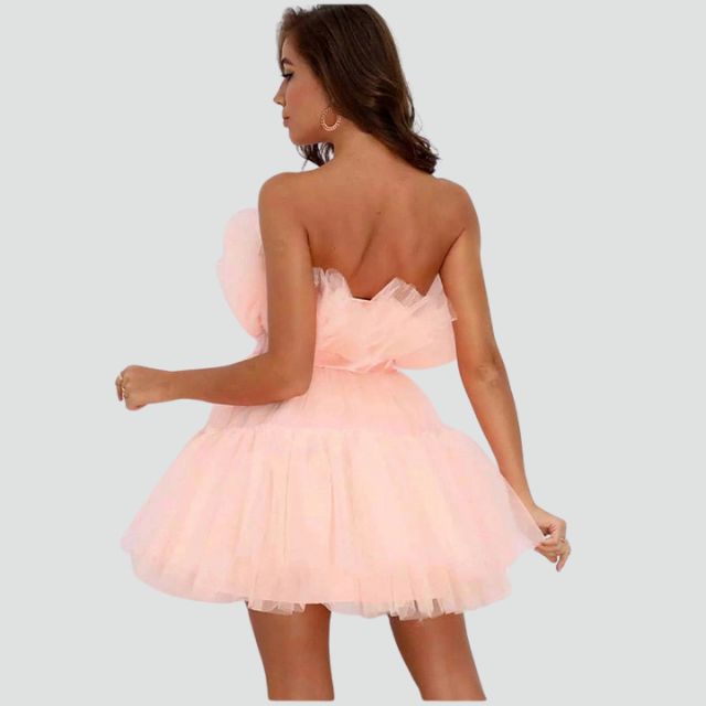 Tul strapless dress with layered skirt