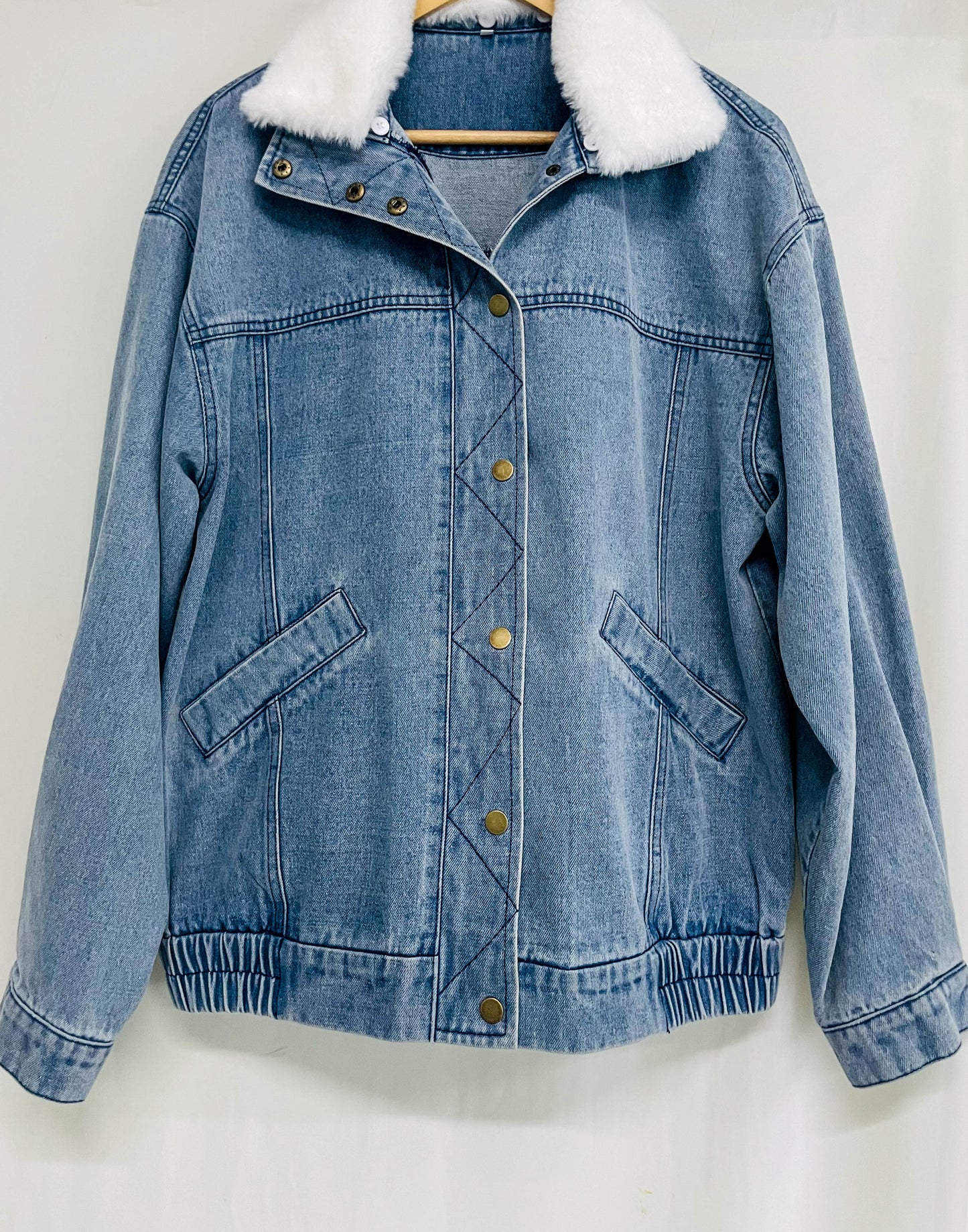 Sylis | Women's Washed Denim Jacket Fleece Collar