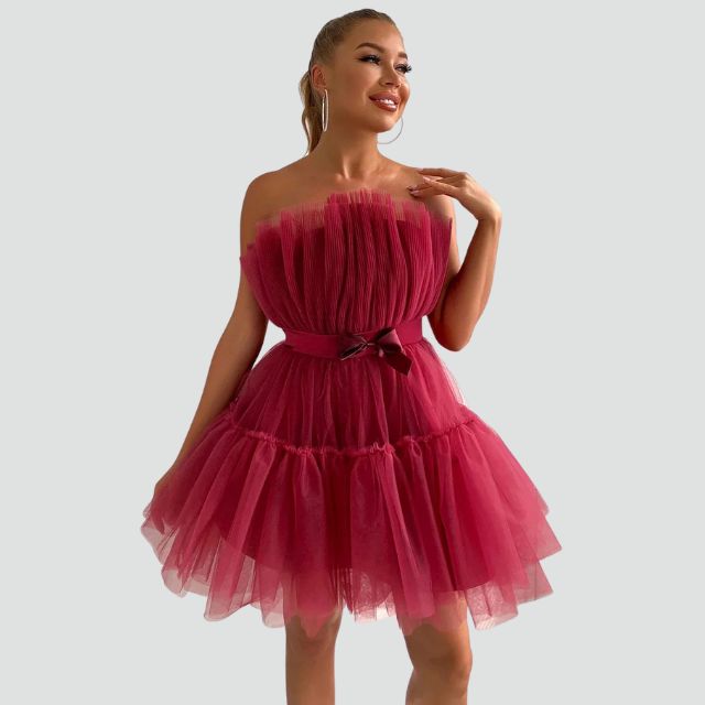Sylis | Strapless tulle dress with layered skirt