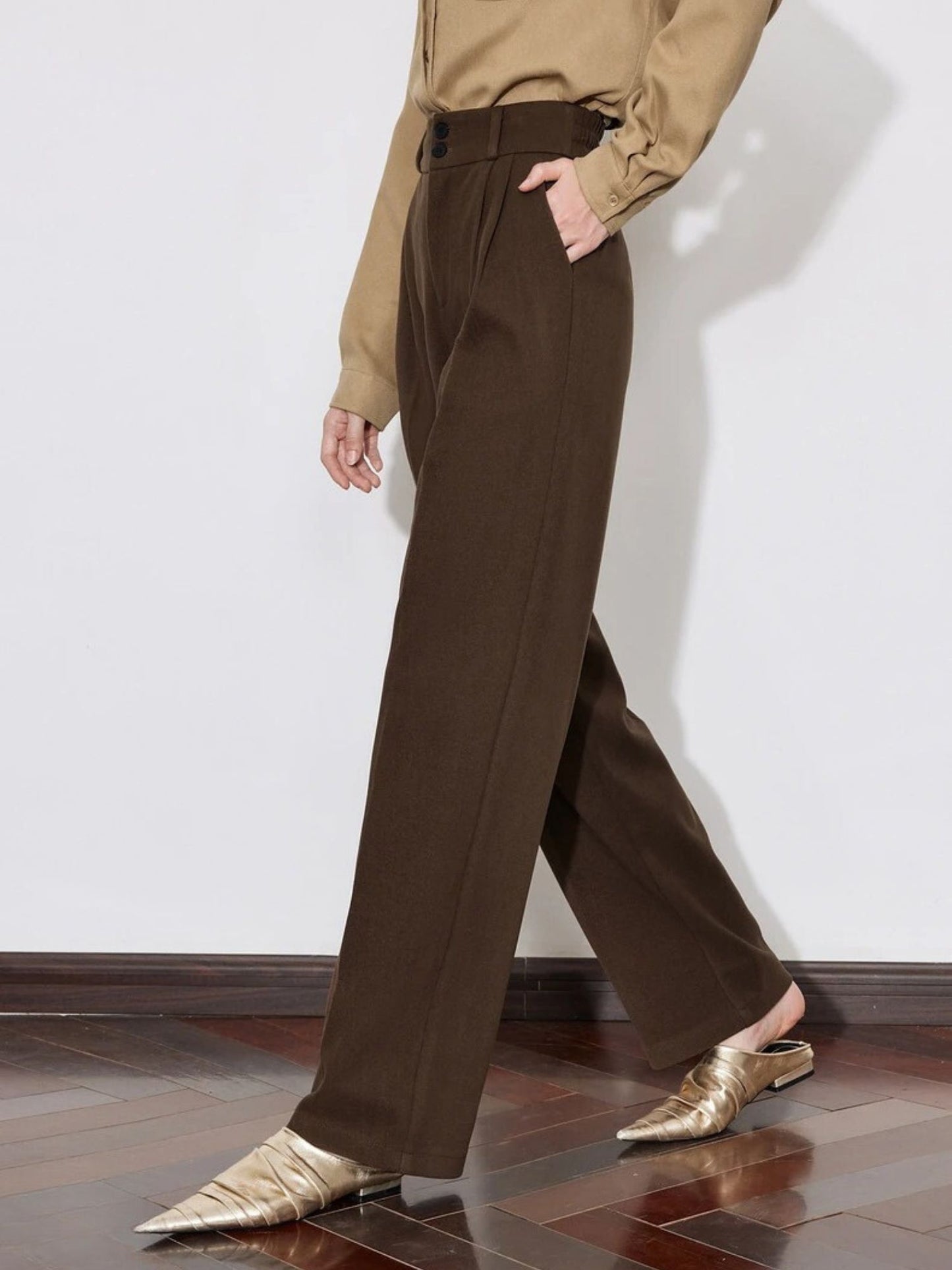 Mid-Rise Wool Pants