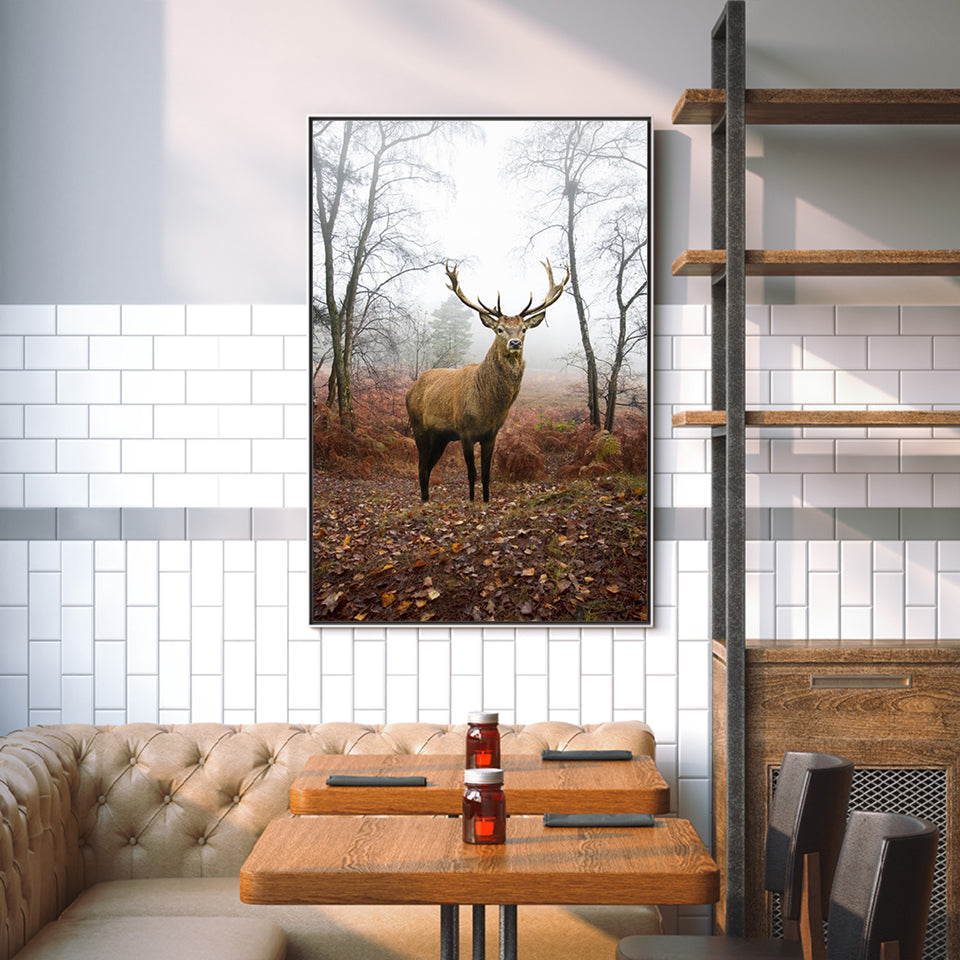 Misty Fall Deer - Canvas Wall Art Painting