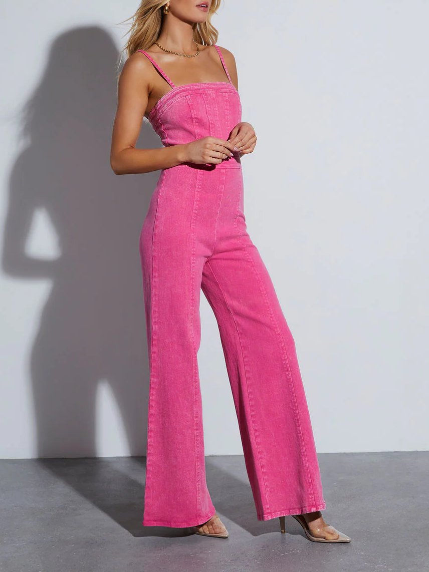 Sylis | Vibrant Denim Flare Jumpsuit