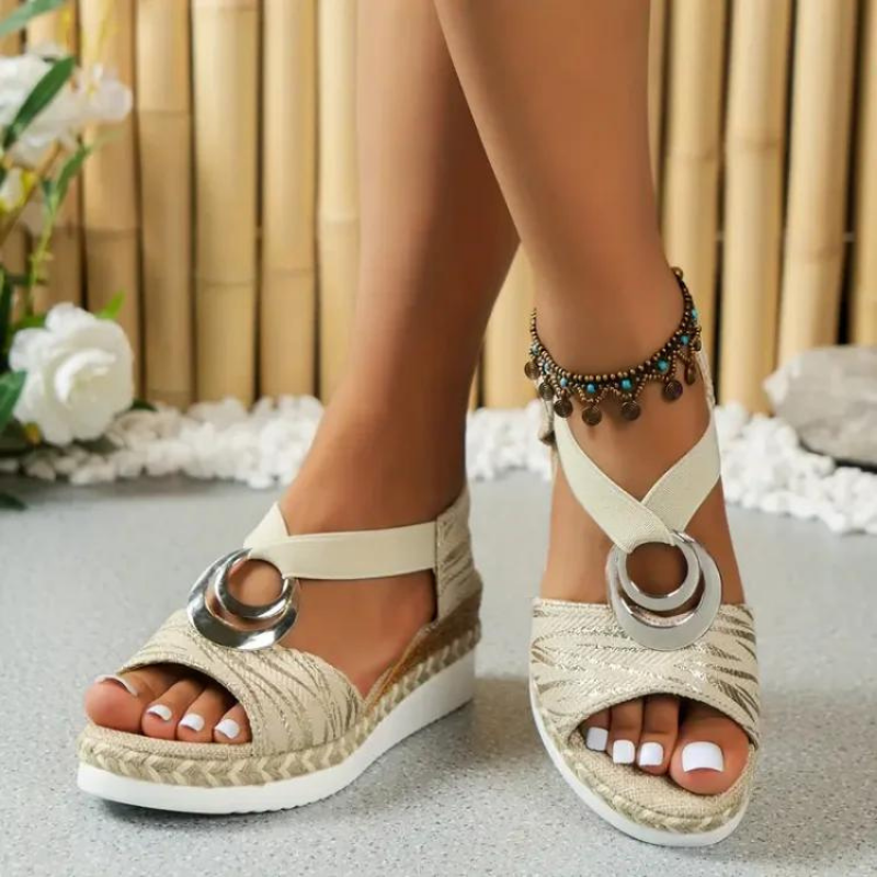 Sylis | Snake Print Wedge Sandals