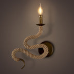 Candle Holder Ropestone Wall Lamp with Curved Design Vintage 1 Light Bedroom Wall Mounted Lamp in Bronze