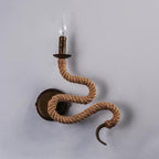 Candle Holder Ropestone Wall Lamp with Curved Design Vintage 1 Light Bedroom Wall Mounted Lamp in Bronze