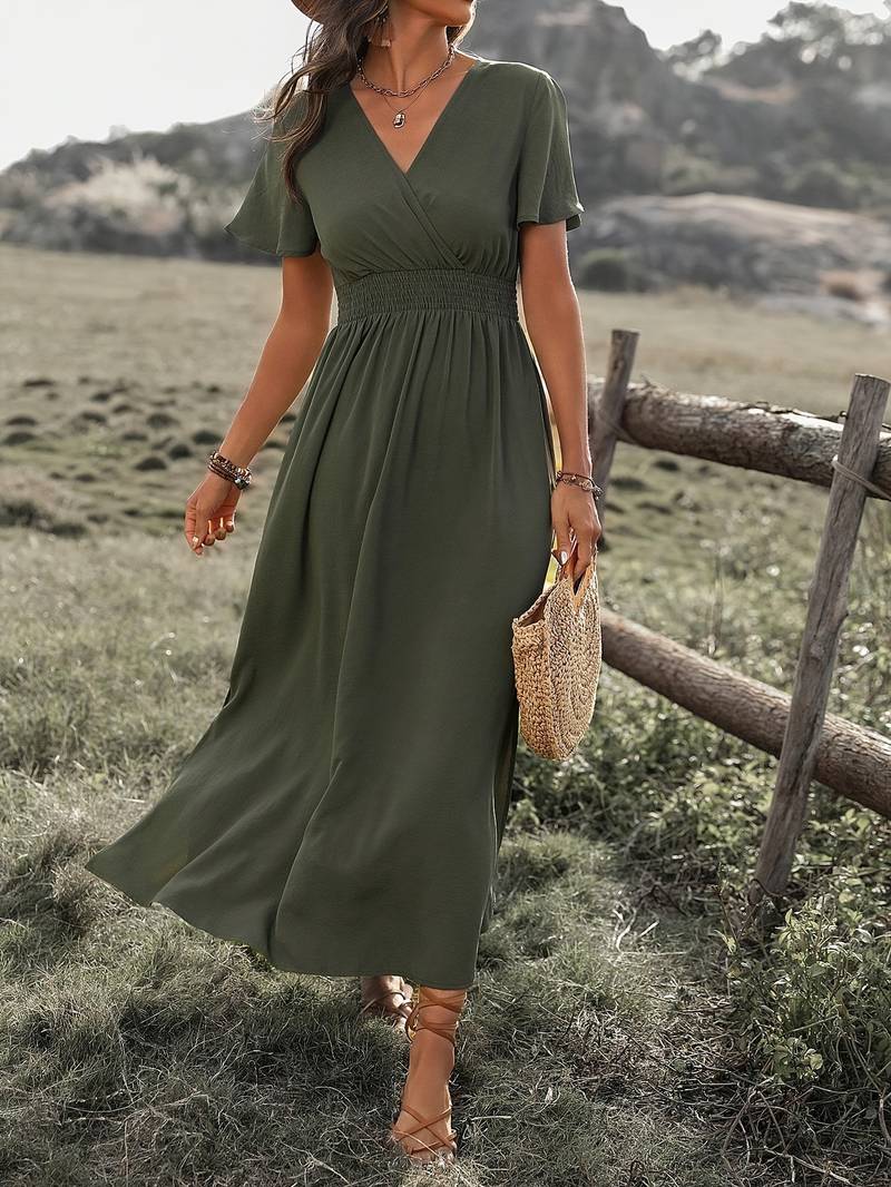 Sylis | Elegant V-neck Long Boho Dress