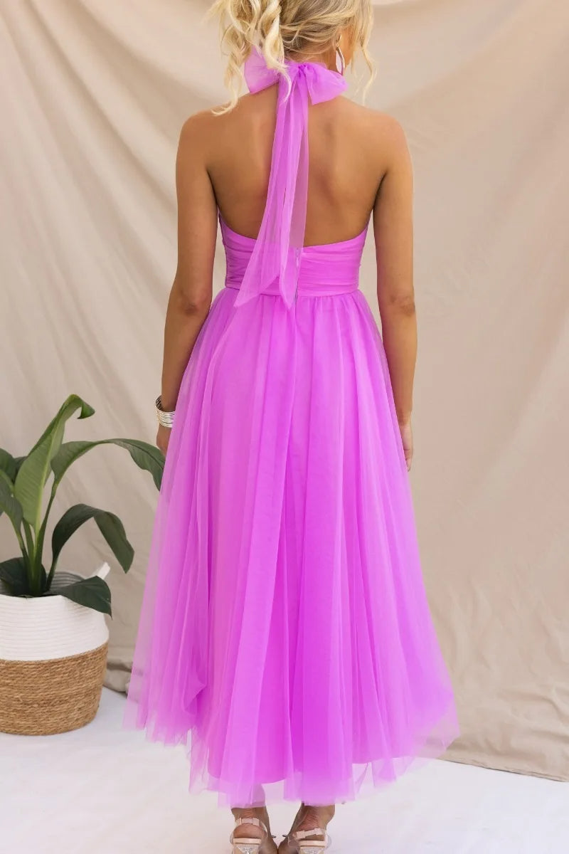 Sylis | Halter Tulle Midi Dress