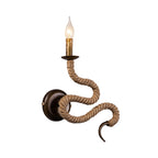 Candle Holder Ropestone Wall Lamp with Curved Design Vintage 1 Light Bedroom Wall Mounted Lamp in Bronze