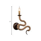 Candle Holder Ropestone Wall Lamp with Curved Design Vintage 1 Light Bedroom Wall Mounted Lamp in Bronze