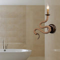Candle Holder Ropestone Wall Lamp with Curved Design Vintage 1 Light Bedroom Wall Mounted Lamp in Bronze