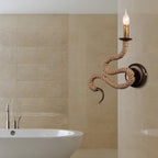 Candle Holder Ropestone Wall Lamp with Curved Design Vintage 1 Light Bedroom Wall Mounted Lamp in Bronze