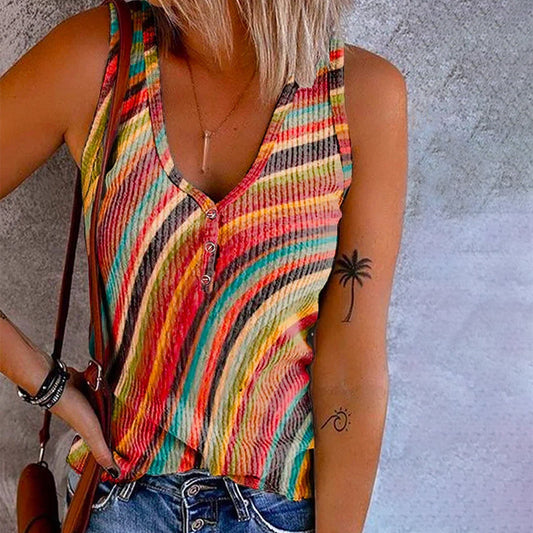 Sylis | Rainbow Striped Sleeveless Top