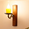 Brown rectangular wall light Cottage Bamboo 1 bulb living room wall light with flameless candle