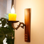 Brown rectangular wall light Cottage Bamboo 1 bulb living room wall light with flameless candle