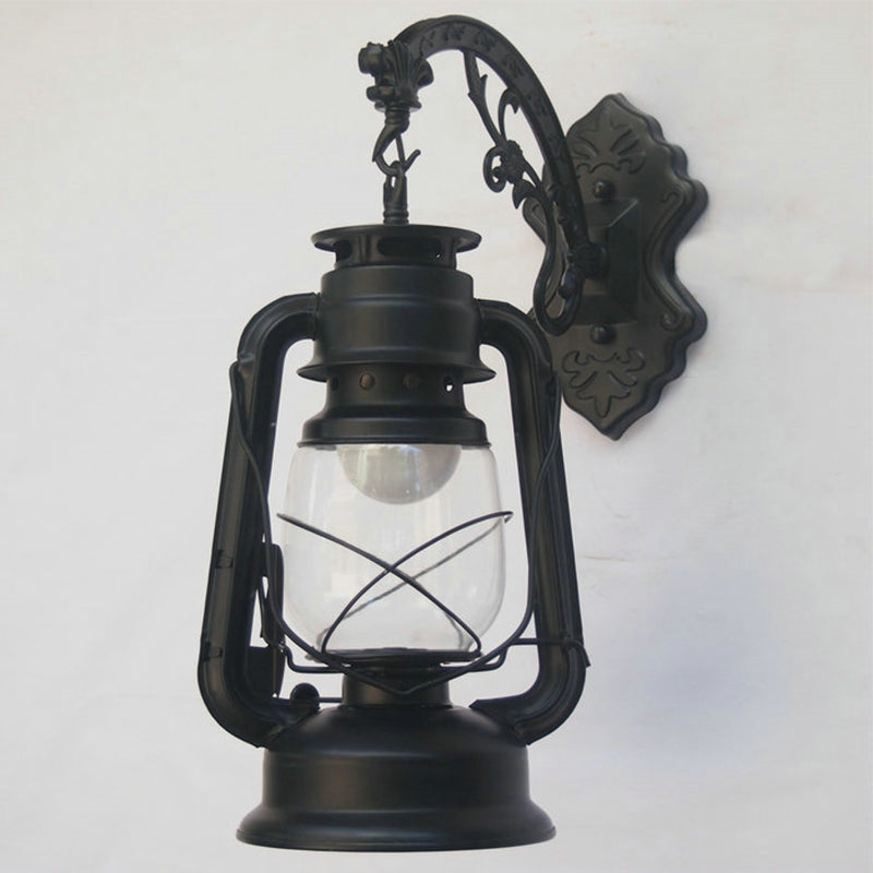 1-Light Kerosene Wall Mount Lighting Nautical Black/Copper/Bronze Clear Glass Wall Lights for Dining Room
