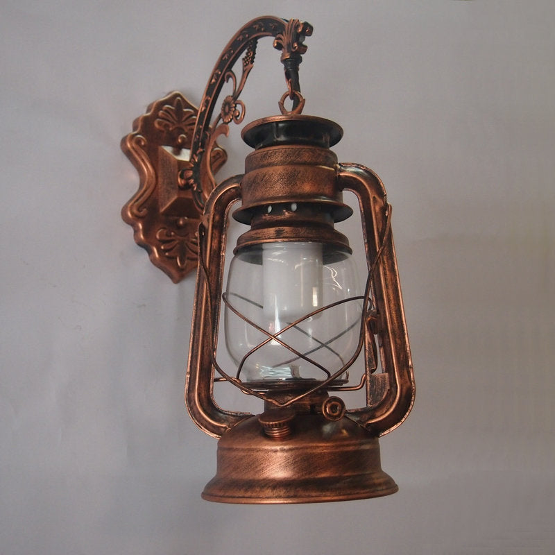 1-Light Kerosene Wall Mount Lighting Nautical Black/Copper/Bronze Clear Glass Wall Lights for Dining Room