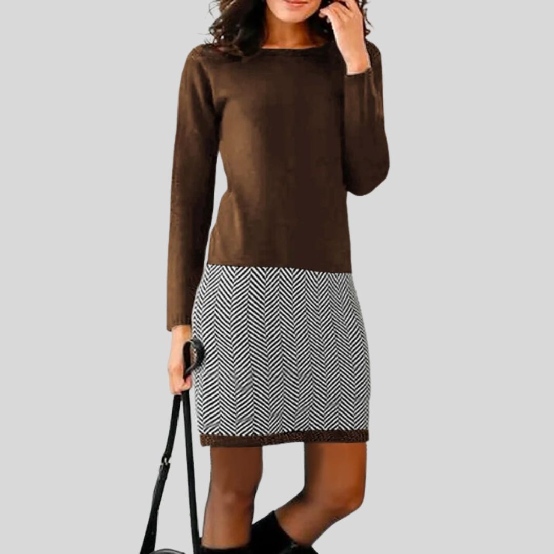 Sylis dress with houndstooth hem