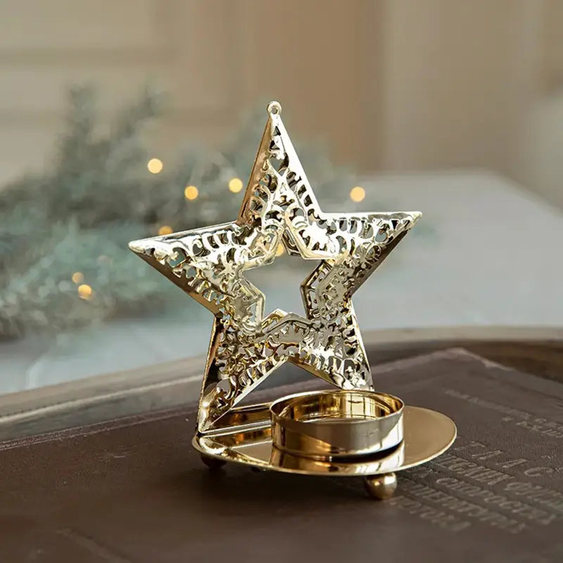 Gold Christmas Candle Holder
